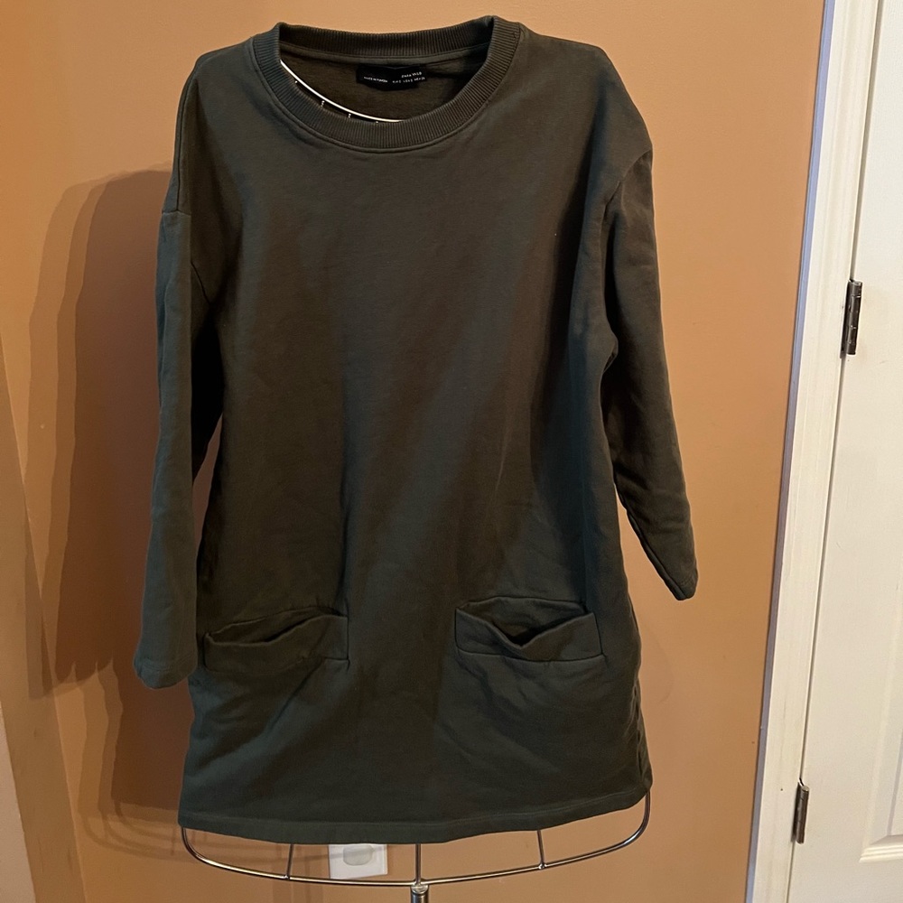 Zara Olive Green, Double Pocket Sweatshirt Size S
